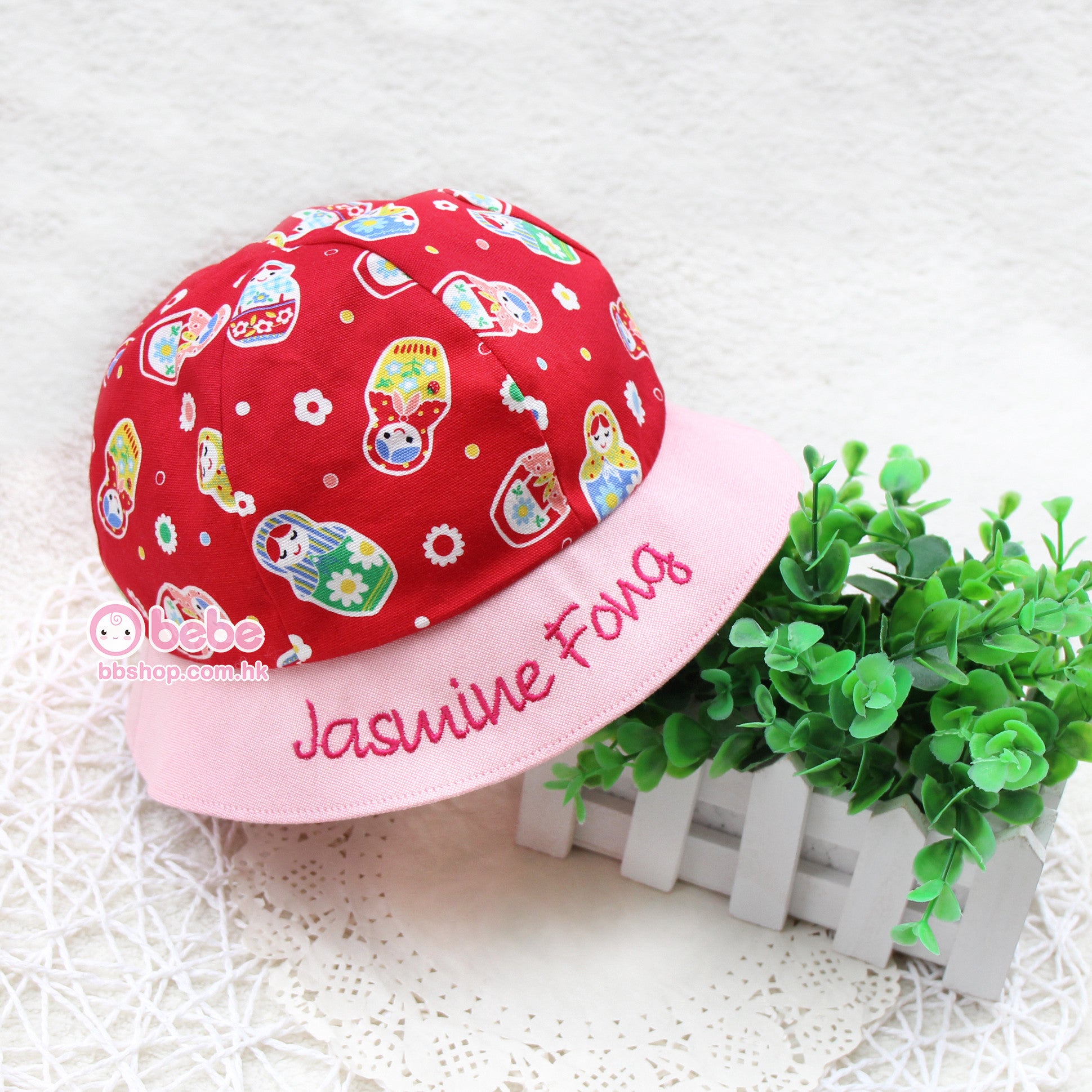 HMH215 紅色俄羅斯娃娃繡名帽仔 Red Russian Doll Personalized Hat