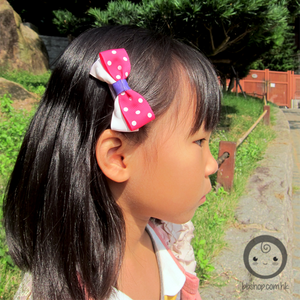 HAC462 Shock Pink Polka Dot Butterfly Hair Bows Clip (1 Pair)