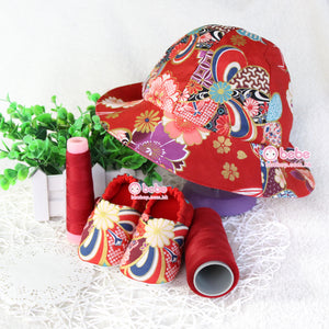 GS420 Gift Set - 日本燙金紅色和風帽仔及布鞋仔禮物套裝（帽有繡名）