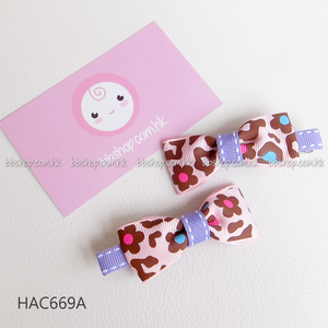 HAC669 Pink Leopard Pattern with Flowers Alligator Clip (2 variants)