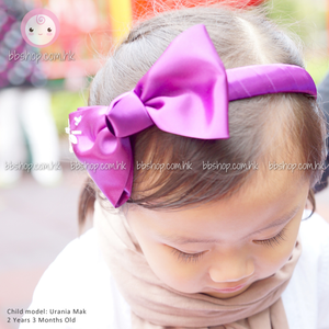 HB401 Purple Ribbon Large Butterfly Bow Headband