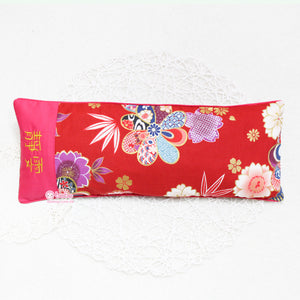 HEB739 紅色燙金繡球繡名安寧米袋 Red Gilded Japanese Fabric Personalized Rice Bag
