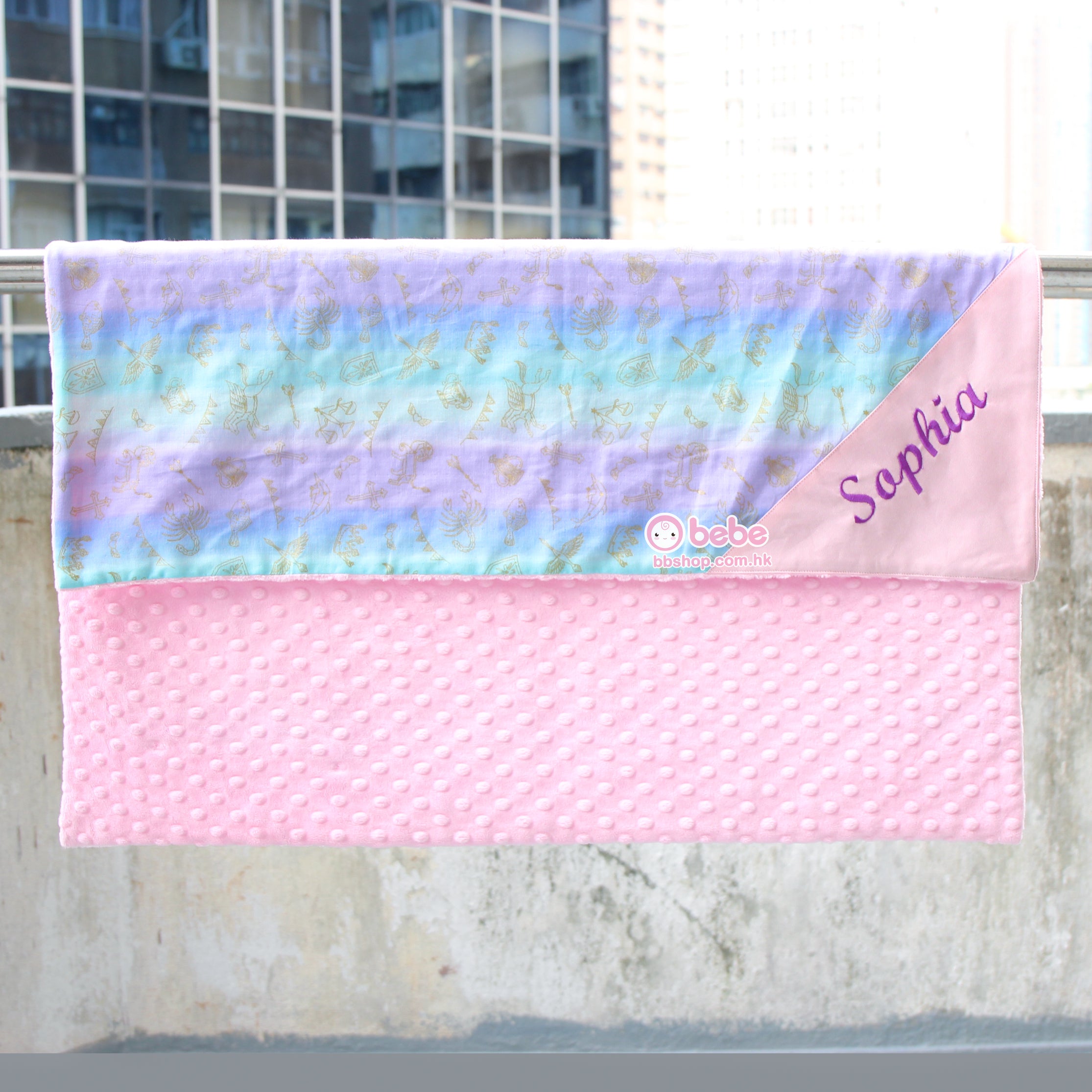 HMC103 自選拼布繡名嬰兒被 (70cm x 70cm) Customized Fabric Personalized Baby Blanket