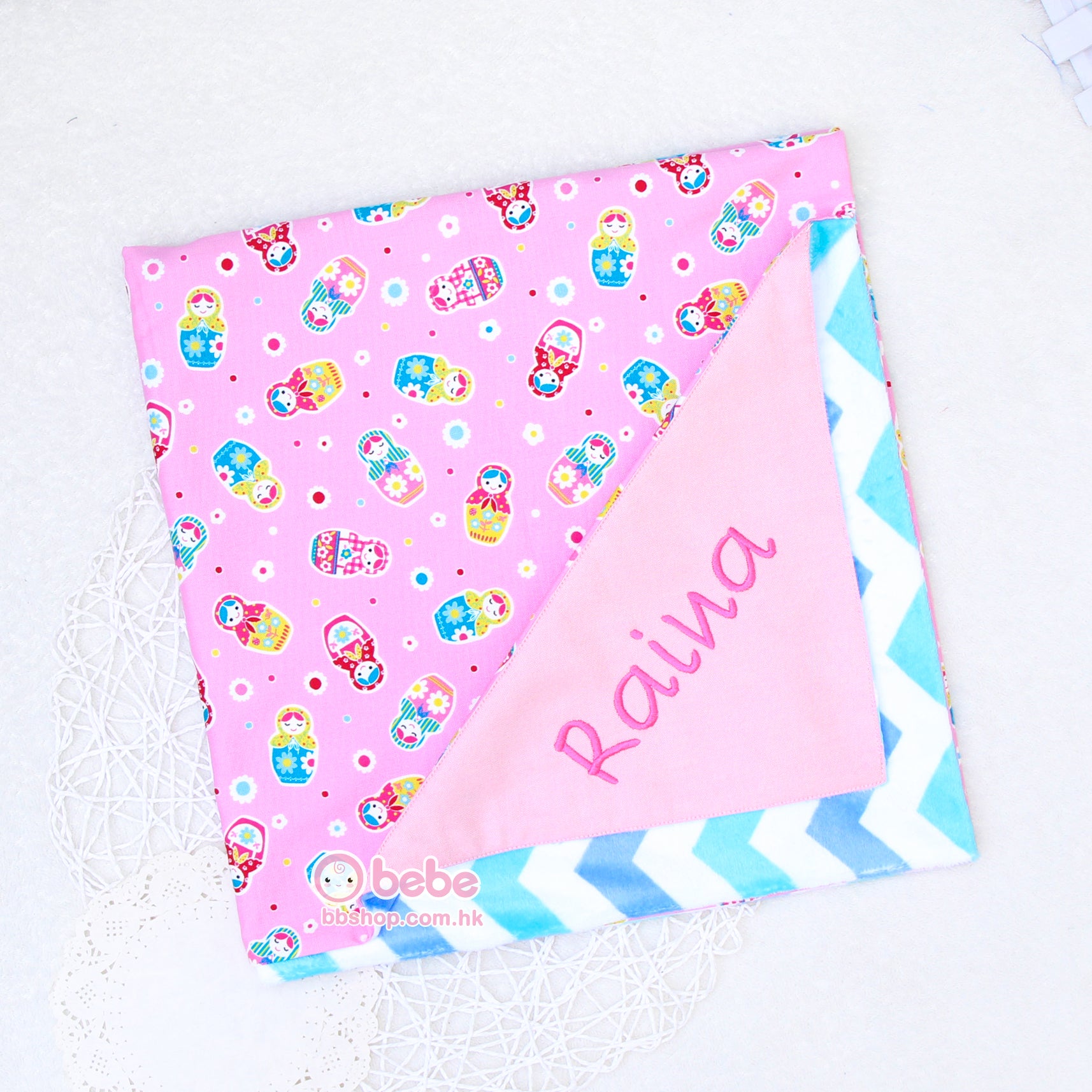 HMC103 自選拼布繡名嬰兒被 (70cm x 70cm) Customized Fabric Personalized Baby Blanket
