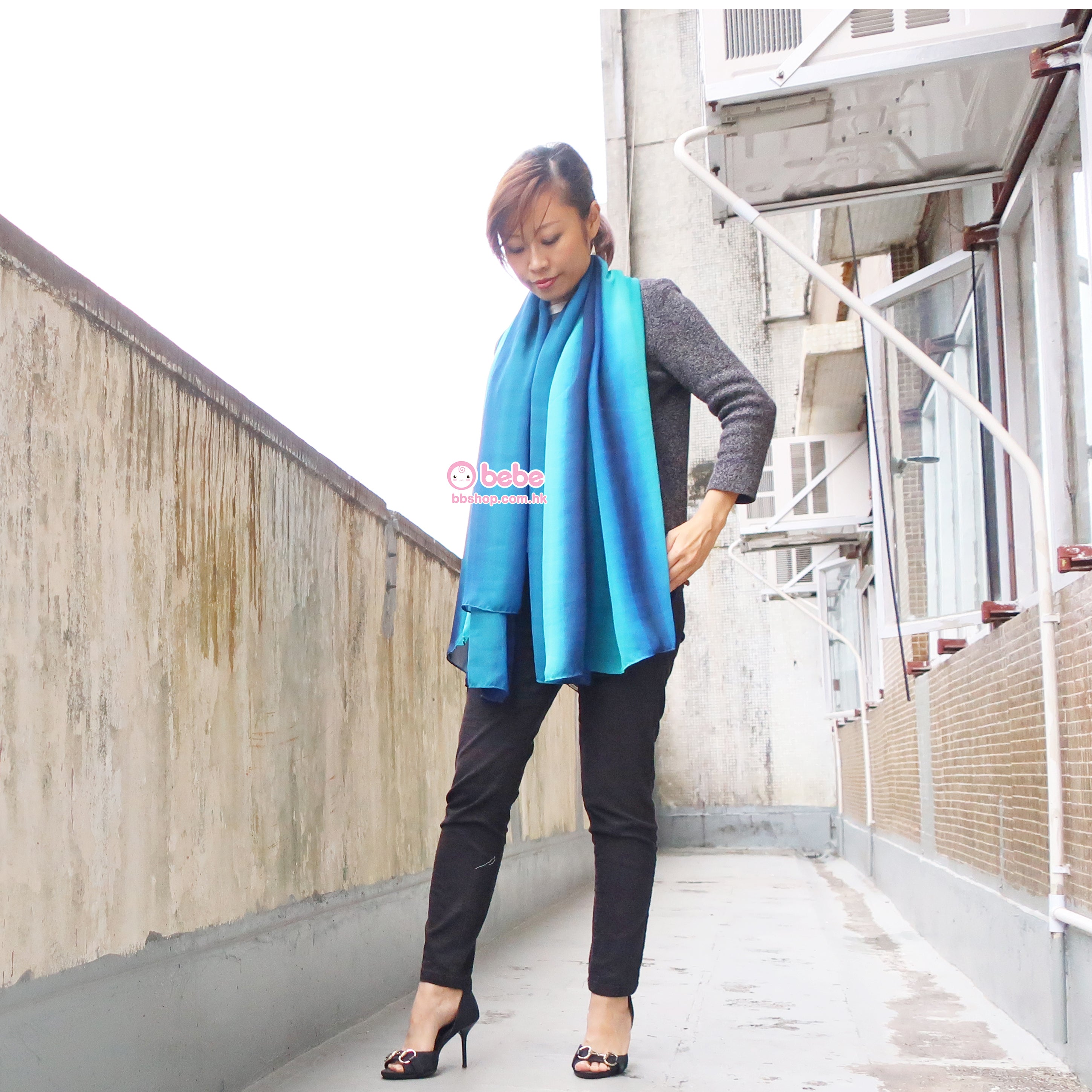 GS782 Blue-Turquoise Gradient Scarf for Adults (不可繡名)