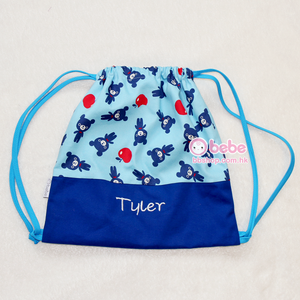 HEB820 Blue Bear Personalized Drawstring Bag