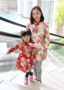 HMD670 日本燙金和風繡球母女裝中國服 Matching Mother-and-Daugther Japanese Pattern Cheongsam