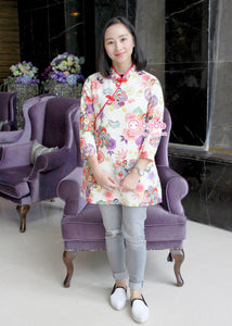 HMD302 日本燙金和風米色繡球成人女裝中國服 - 旗袍款
