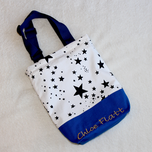 HEB502 藍色星星棉布料繡名鞋袋 Blue Star Pattern Embroidered Shoes Bag