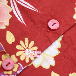 HMD837 日本燙金暗紅色女童小旗袍 Red Japan Style Cheongsam