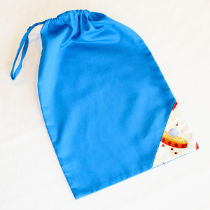 WB101 手工製藍色索繩袋 Handmade Blue Gift Bag for our own Bib and Clothing (Random Pattern)
