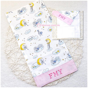 HMT218 白色空中動物王國繡名汗巾 White Sky Animal Paradise Personalized Towel