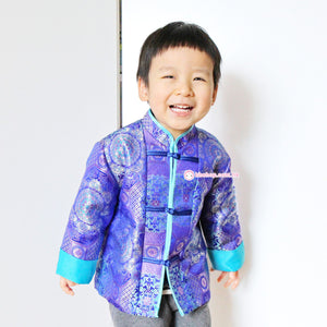 HMC201 中國傳統閃銀線織男童中國服