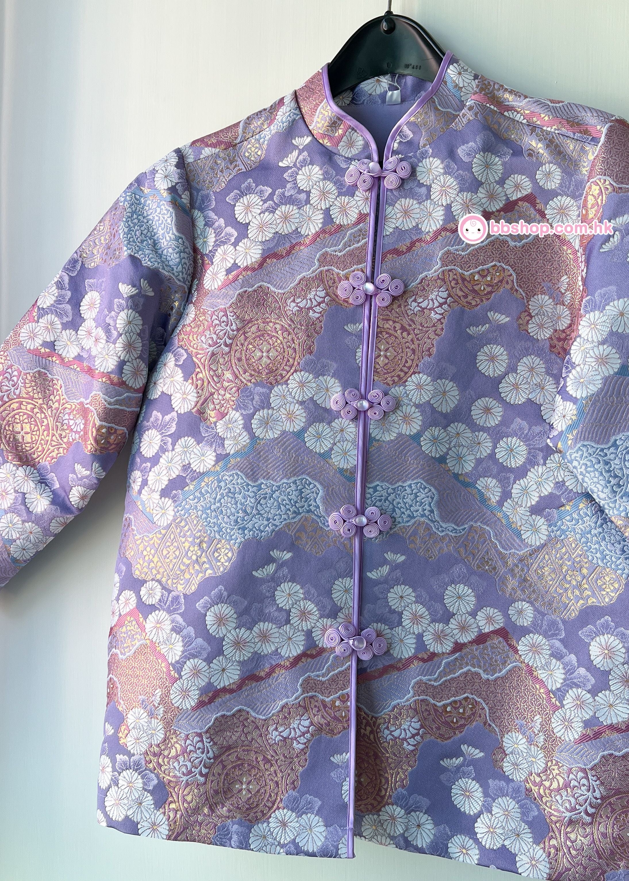HMC210 日本製金欄金線織造布 淺紫和花成人女裝高級中國服