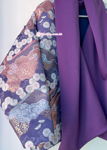 HMC116  深紫金線和花女裝高級和風服（日本金欄金線重工織造布）
