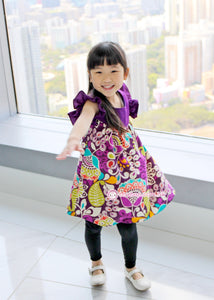 HMD224 美國布料紫色大花女童上衣