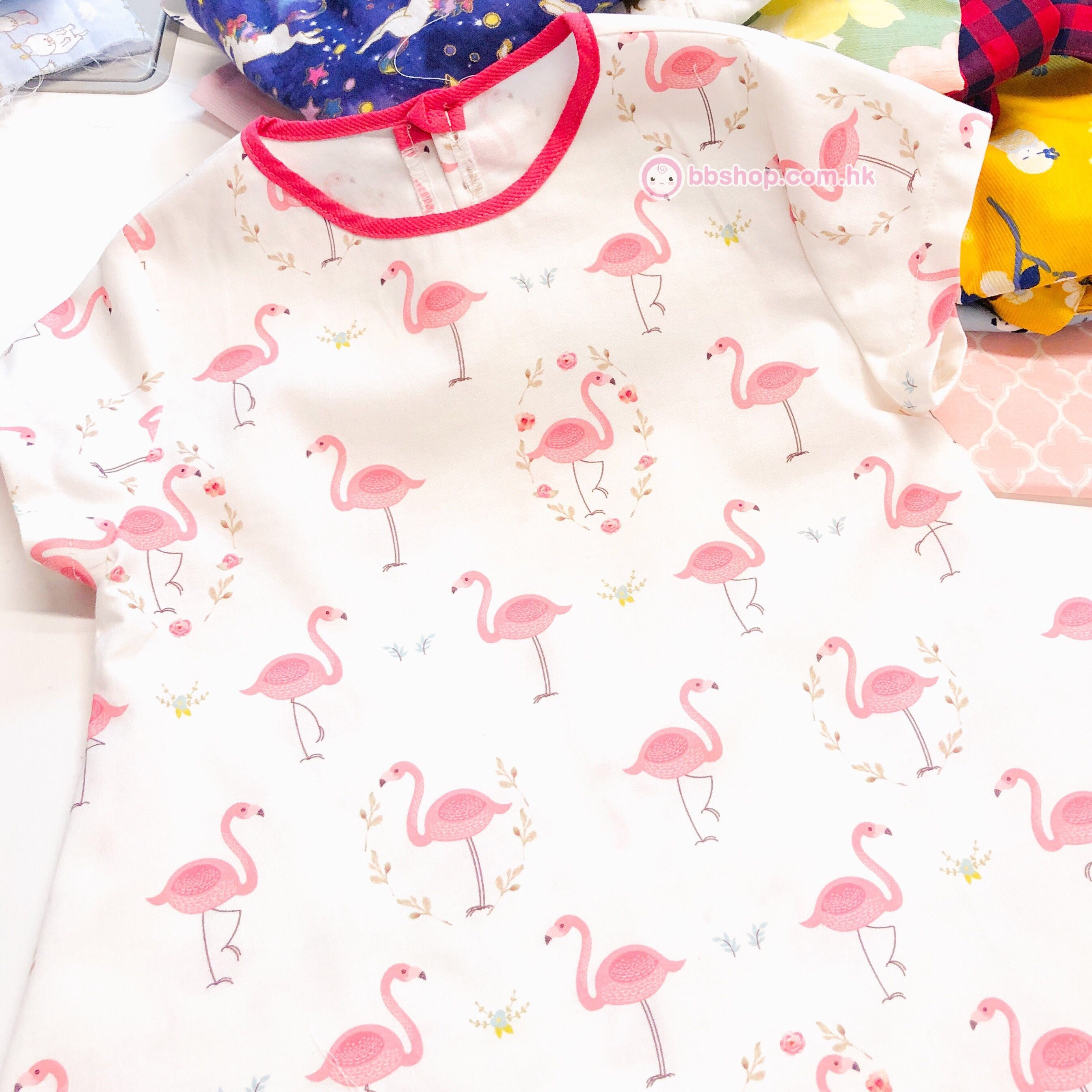 HMD615 Pink Flamingo Girl Top 韓國布料粉紅鶴上衣